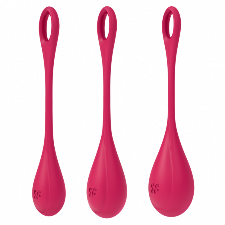 boules de geisha  yoni power 1 satisfyer   set de 3  rouge