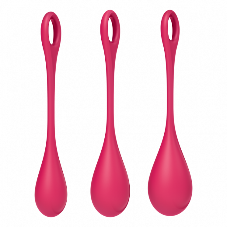 boules de geisha  yoni power 1 satisfyer   set de 3  rouge