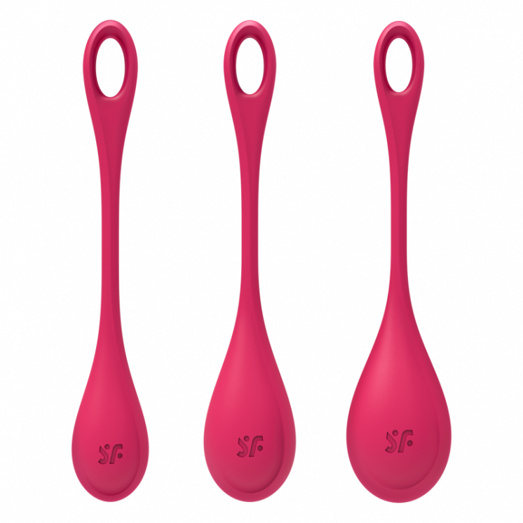 boules de geisha  yoni power 1 satisfyer   set de 3  rouge