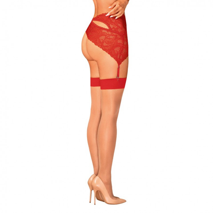  lingerie s814 bas jarretelles rouge