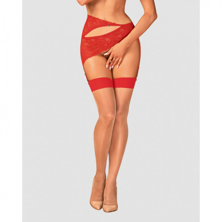  lingerie s814 bas jarretelles rouge