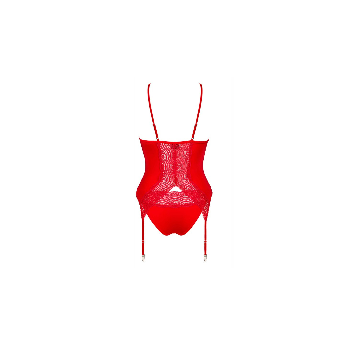 tendance sensuelle : corset et culotte rouge diyosa de la marque obsessive 