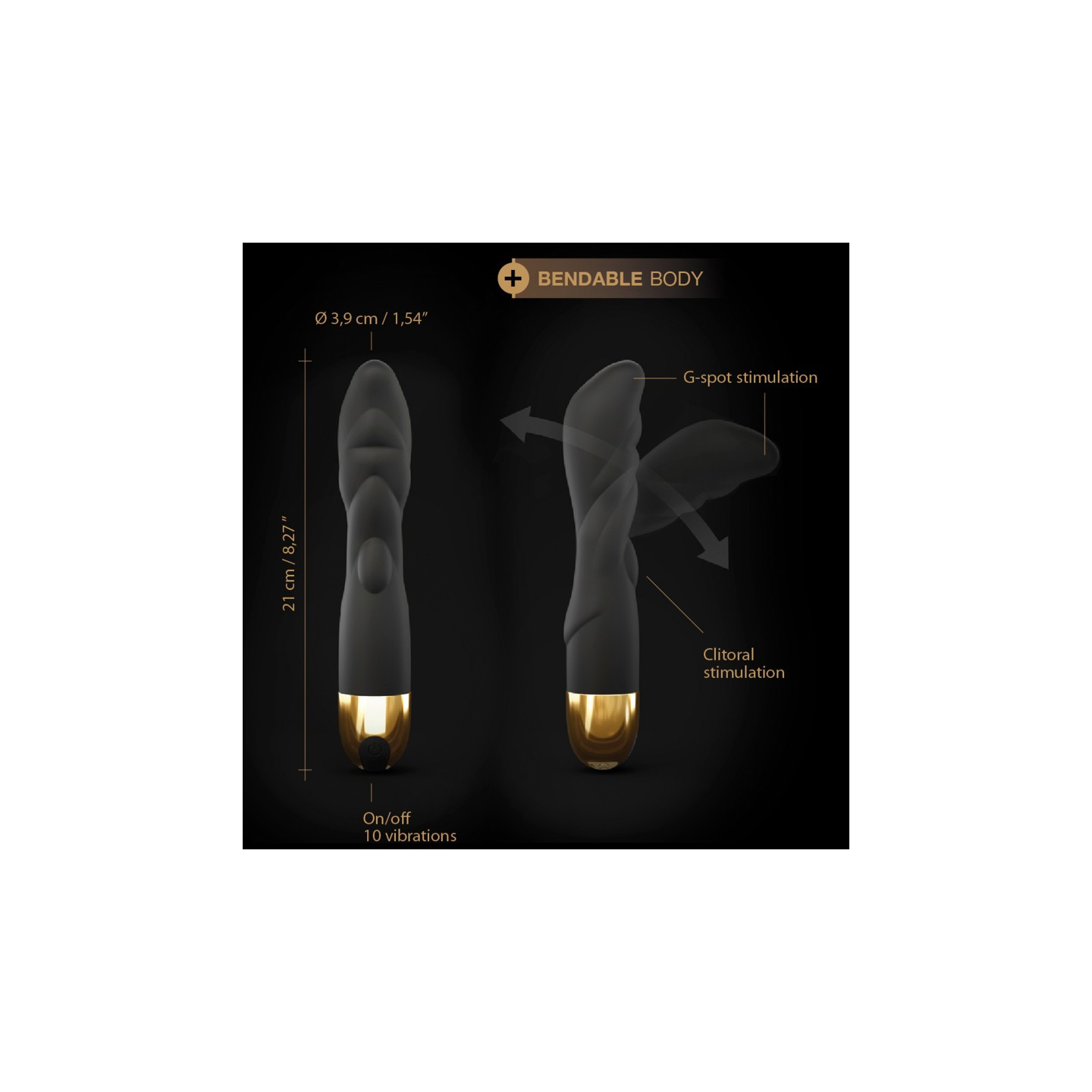 vibromasseur dorcel  flexi & joy  noir & or